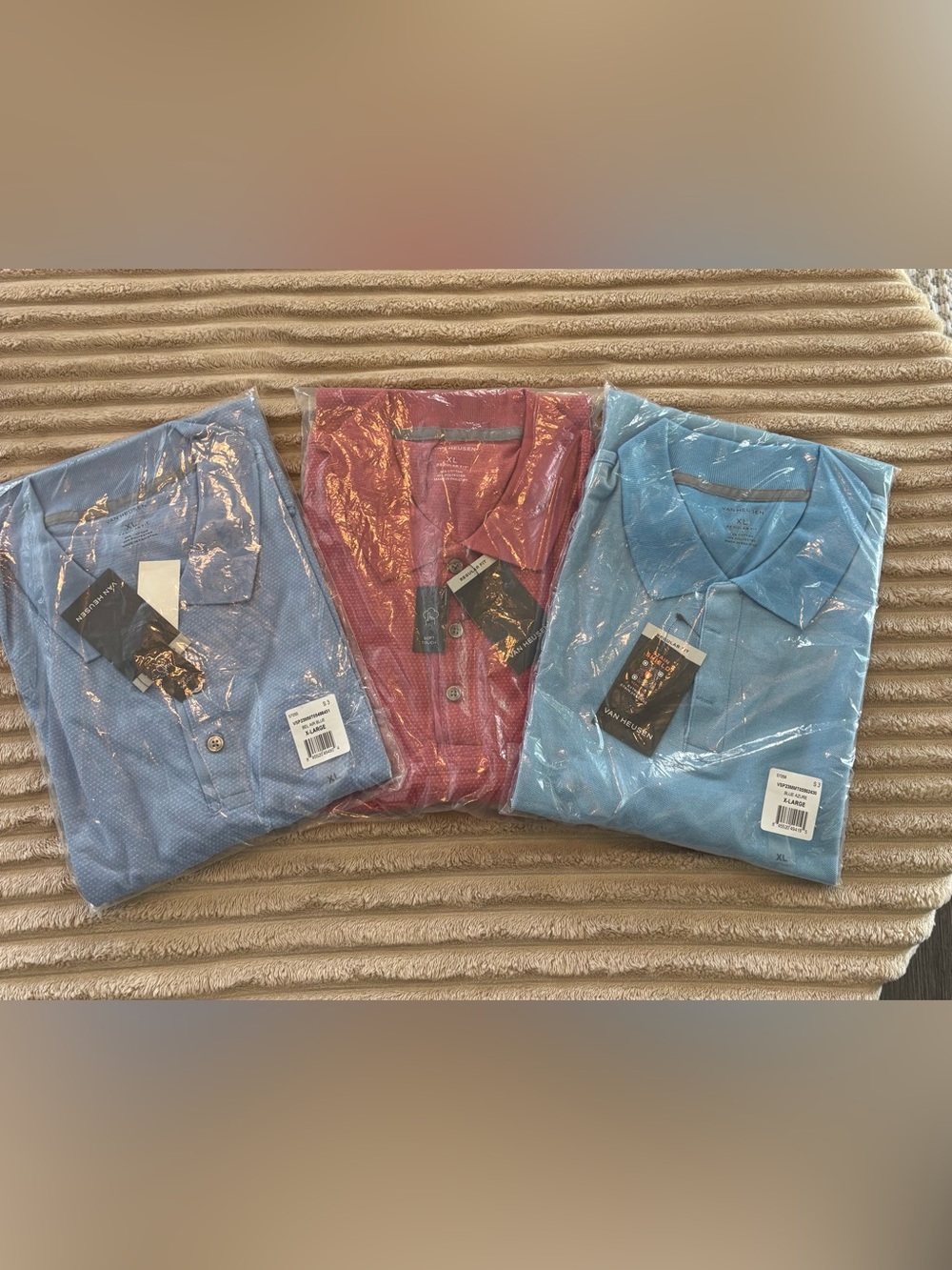 Van Heusen Men’s Button-Down Shirts - Red and Two Blues